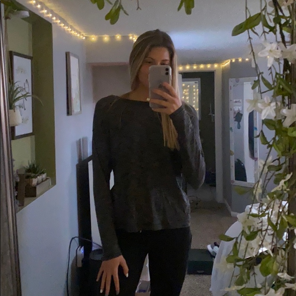 Grey lululemon open back long sleeve